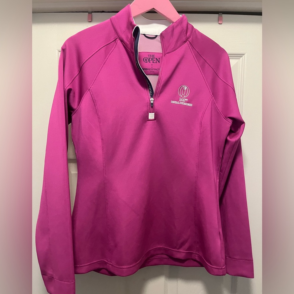 148th Royal Portrush Golf Championship Half Zip Shirt Fuschia Pink M